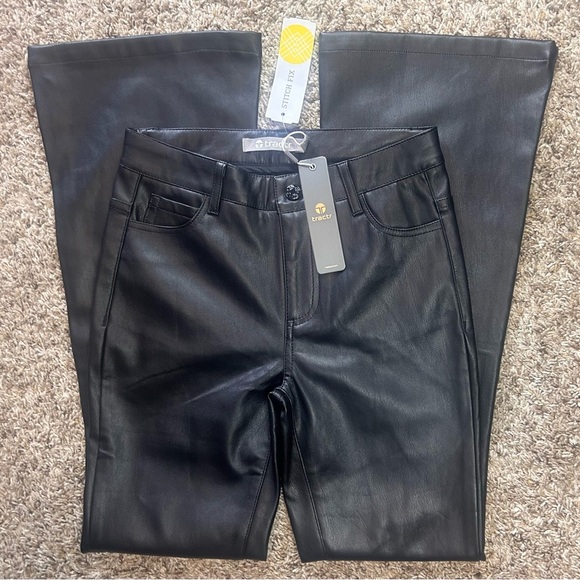 NWT Tractr Nami Pleather Flare Pants Size 10 - Picture 1 of 8